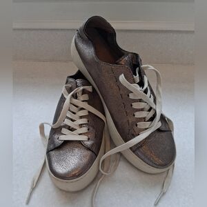 Frye Lena Metallic Bronze Sneakers with White Laces